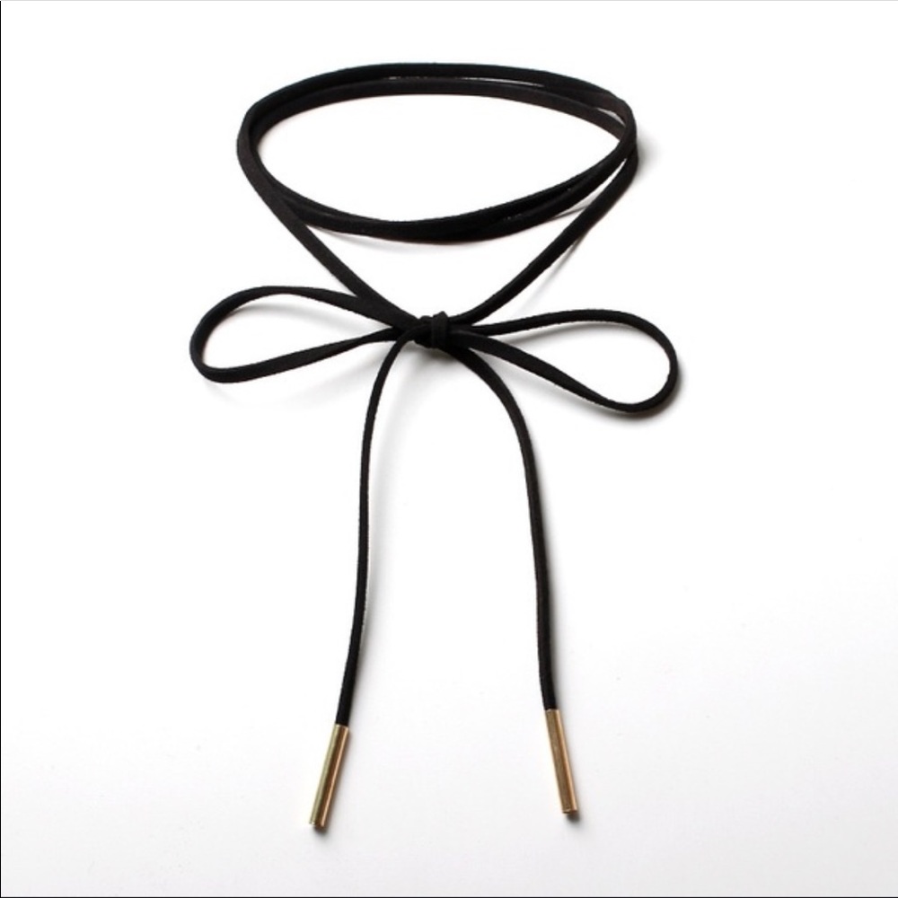 Leather Black Metal Choker One Size